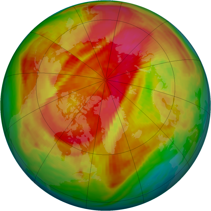 Arctic ozone map for 24 March 1988